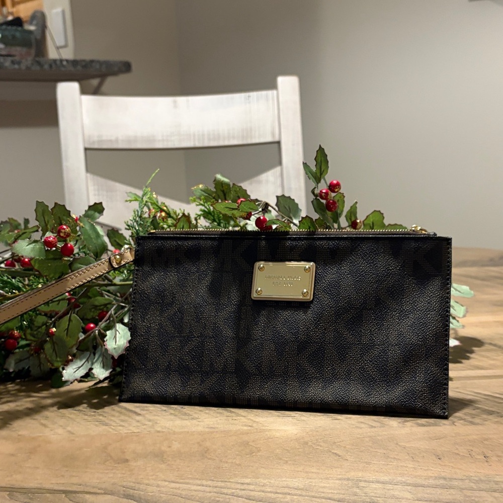 Michael Kors Brown Monogram Wristlet